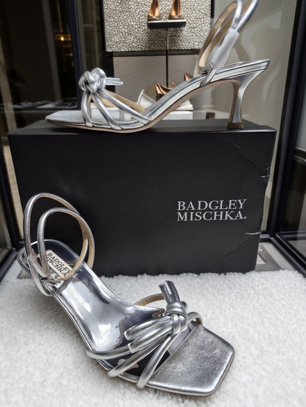 Badgley Mischka Loyalty Silver Women's Sz 9 Sandals $235